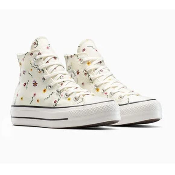 Converse Chuck Taylor All Star Lift Platform Embroidered Blooms Size 8 - Picture 1 of 13
